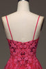 Load image into Gallery viewer, Spaghetti Straps A Line Fuchsia Prom Dress with Appliques
