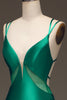 Load image into Gallery viewer, Green Deep V-neck Satin Mermaid Prom Dress with Lace-up Back