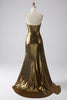 Load image into Gallery viewer, Sparkly Mermaid Golden Metallic Long Prom Dress with Slit