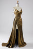 Load image into Gallery viewer, Sparkly Mermaid Golden Long Prom Dress with Slit