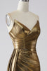 Load image into Gallery viewer, Sparkly Mermaid Golden Long Prom Dress with Slit