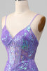 Load image into Gallery viewer, Mermaid Sparkly Purple Corset Prom Dress