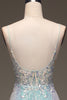Load image into Gallery viewer, Sparkly Mermaid Grey Blue Prom Dress with Slit
