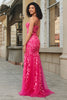 Load image into Gallery viewer, Mermaid Fuchsia Long Prom Dress with Appliques
