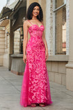 Mermaid Fuchsia Long Prom Dress with Appliques