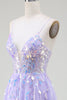 Load image into Gallery viewer, A-Line Purple Prom Dress with Sequins