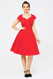 Red Small White Dot Swing Dress