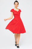 Red Small White Dot Swing Dress