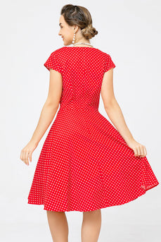Red Small White Dot Swing Dress