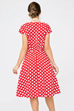 Red Small White Dot Swing Dress