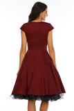 Red V Neck Swing Dress