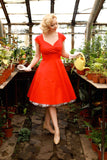 Red V Neck Swing Dress