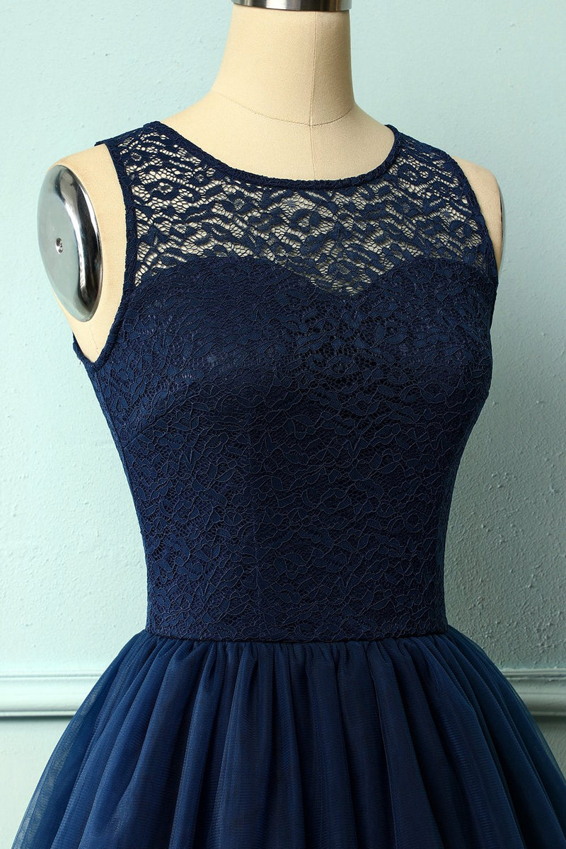 Load image into Gallery viewer, Navy Lace Party Dress