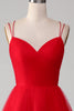 Load image into Gallery viewer, Red Tulle Spaghetti Strap A-line Prom Dress