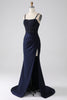 Load image into Gallery viewer, Mermaid Beaded Navy Prom Dress with Ruffles