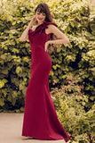 One Shoulder Mermaid Burgundy Prom Dress