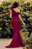 One Shoulder Mermaid Burgundy Prom Dress