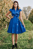 Load image into Gallery viewer, Navy 1950s Swing Dress