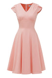 Blush Short Sleeves Vintage 1950s Dress