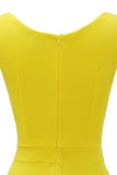 Yellow V Neck 1950s Dress