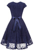 Load image into Gallery viewer, Navy V Neck Lace Bridesmaid Dress