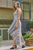 Grey Asymmetry Lace Dress