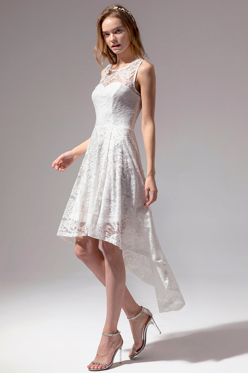 Load image into Gallery viewer, Asymmetrical White Lace Dress