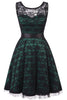 Load image into Gallery viewer, Vintage Elegant Dark Green Lace Dress