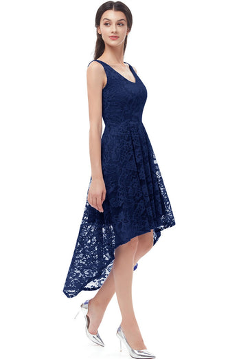 Navy Lace Bridesmaid Party Dress