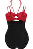 Load image into Gallery viewer, Red and Black Halter One Piece Swimwear