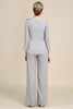 Load image into Gallery viewer, Grey Long Sleeves 2 Piece Mother of the Bride Pant Suits