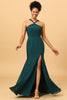 Load image into Gallery viewer, Green Mermaid Chiffon Bridesmaid Dress with Slit