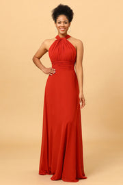 Rust Red Convertible Chiffon Bridesmaid Dress