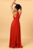 Rust Red Convertible Chiffon Bridesmaid Dress