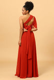 Rust Red Convertible Chiffon Bridesmaid Dress