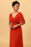 Rust Red Convertible Chiffon Bridesmaid Dress