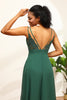Load image into Gallery viewer, Dark Green Spaghetti Straps Bridesmaid Dress With Lace