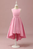 Pink Satin High Low Junior Bridesmaid Dress