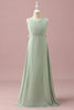 Load image into Gallery viewer, Sage Halter Chiffon A-Line Junior Bridesmaid Dress