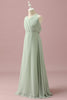 Load image into Gallery viewer, Sage Halter Chiffon A-Line Junior Bridesmaid Dress