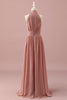 Load image into Gallery viewer, Light Brown Halter Chiffon Junior Bridesmaid Dress