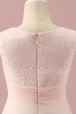 Light Pink Lace and Chiffon Junior Bridesmaid Dress