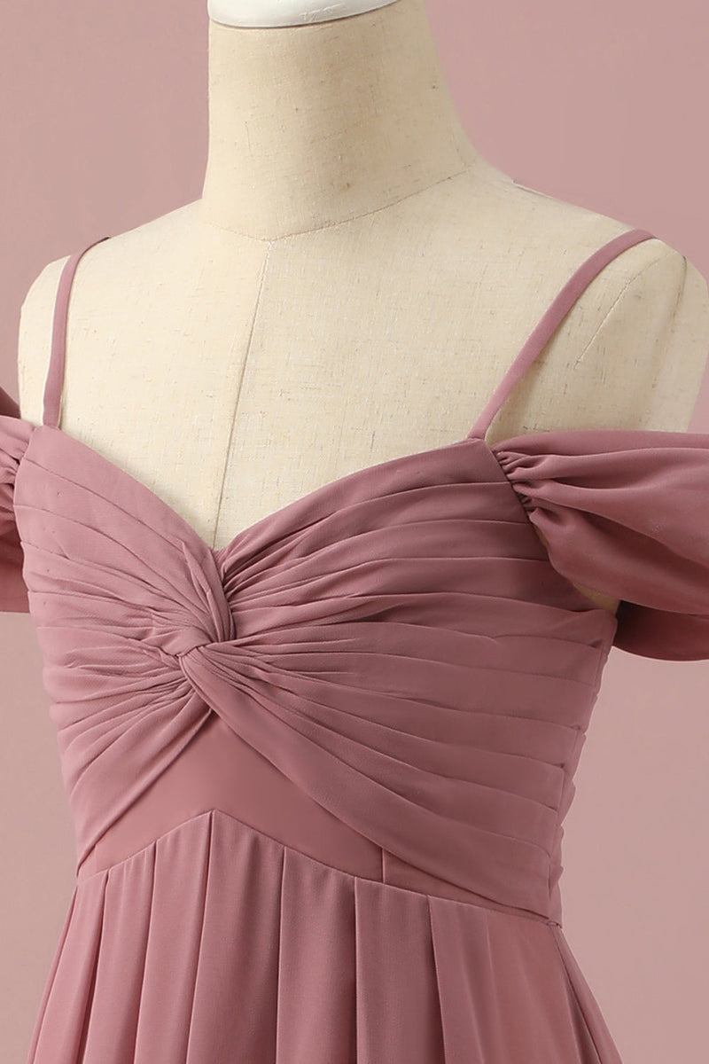 Load image into Gallery viewer, Blush Spaghetti Straps Chiffon Junior Bridesmaid Dress