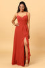 Load image into Gallery viewer, Spaghetti Straps Chiffon A-line Bridesmaid Dress with Slit