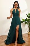 Pine Halter Sleeveless Bridesmaid Dress