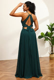 Pine Halter Sleeveless Bridesmaid Dress