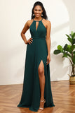 Pine Halter Sleeveless Bridesmaid Dress