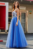 Load image into Gallery viewer, Royal Blue A-Line Sweetheart Broken Mirrors Strapless Corset Long Prom Dress