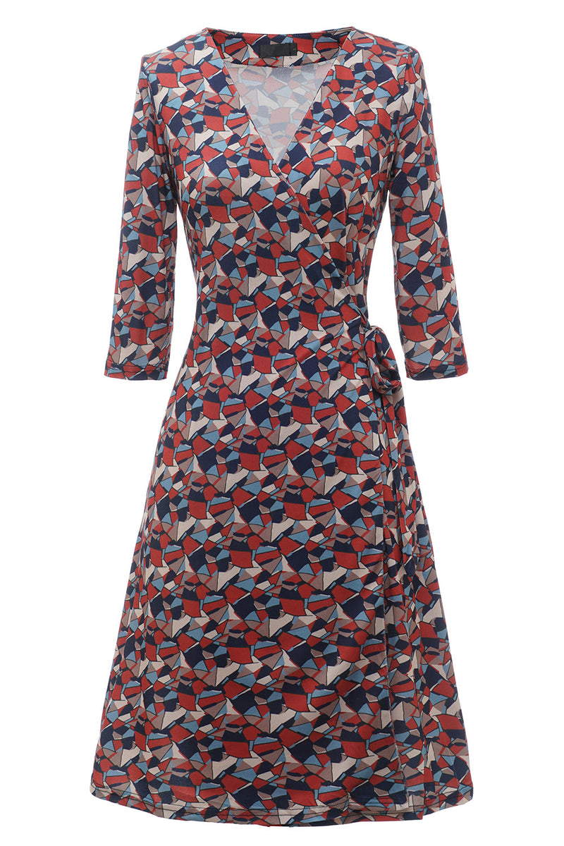 Load image into Gallery viewer, Navy Blue Geometry Printed Wedding Guest Dress
