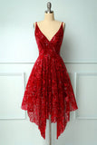Red Asymmetrical Graduation Dress